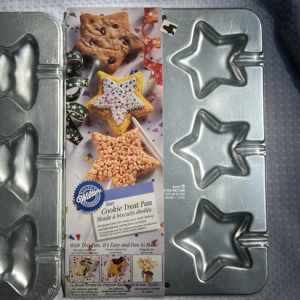 Vintage Wilton Christmas Tree & Star Cookie Treat Pan Tin - NEW Unopened‎